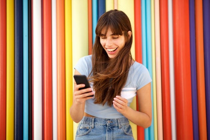 A young woman using social media.