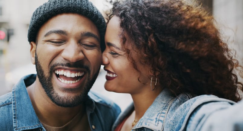 Happy couple enjoying a date.