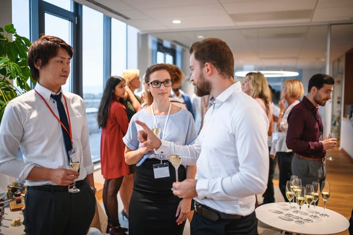 business colleagues chatting in office