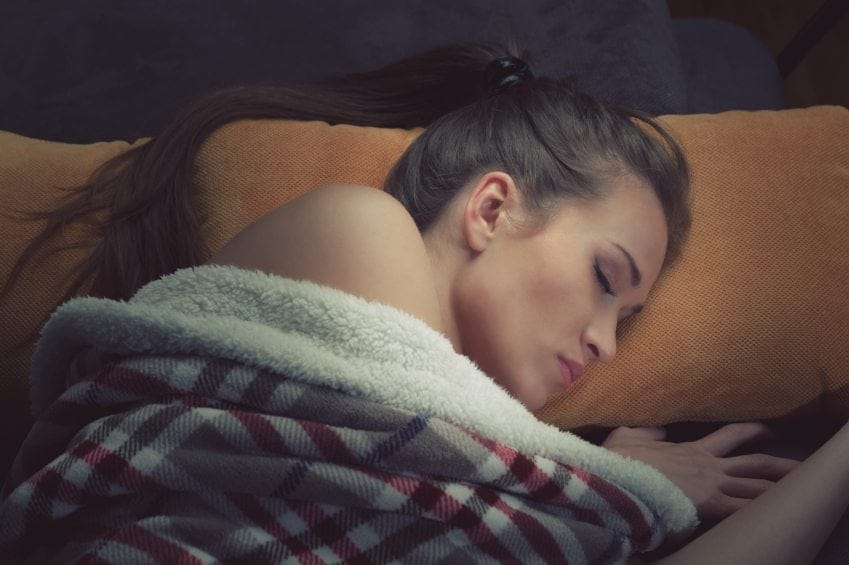 woman warm blanket