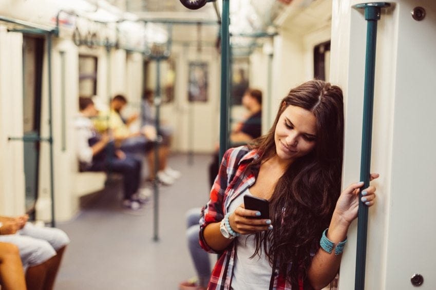 Attractive girl on subway