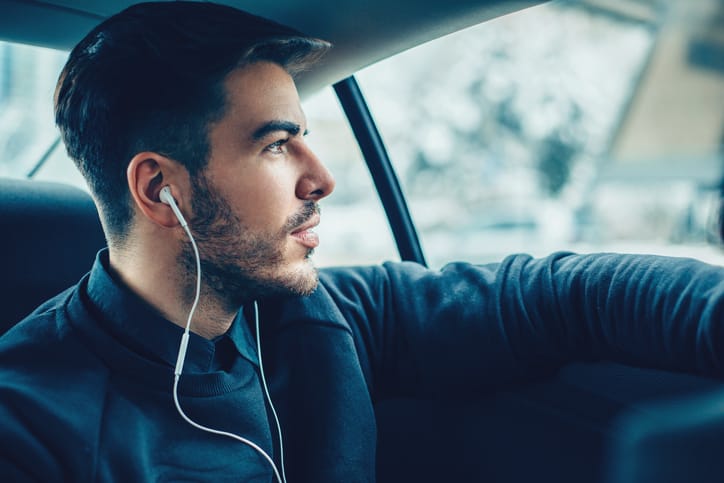 man listening to music