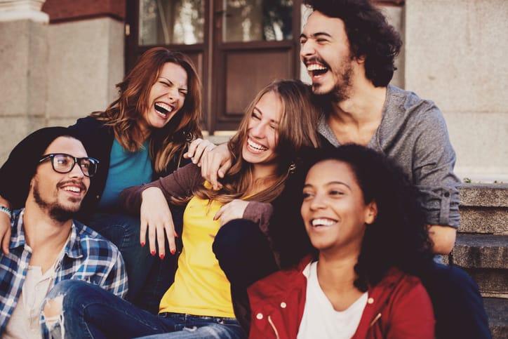 Group of mixed race people having fun