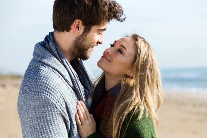loving couple about to kiss
