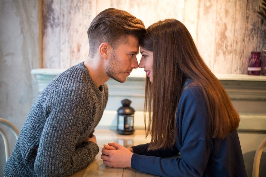 Couple looking at each other