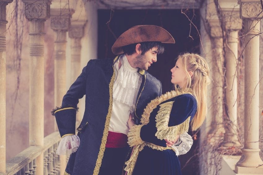 Couple dressed up in costume.