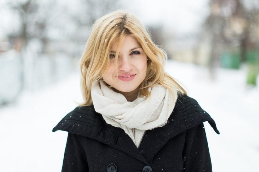 young women in the snow