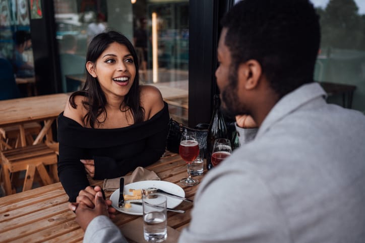 young couple on dinner date