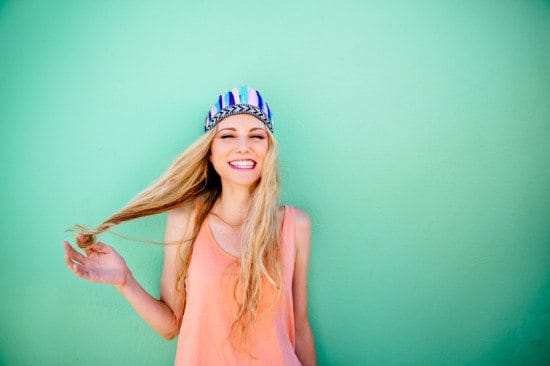 smiling blonde haired woman