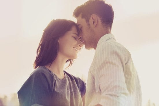 romantic moment between couple