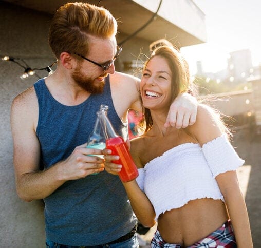 happy couple on summer day