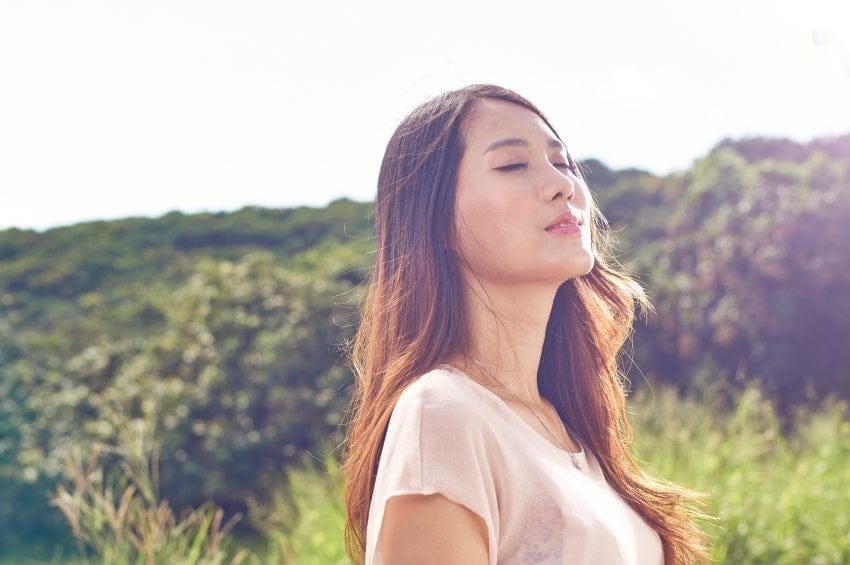 woman closed eyes portrait