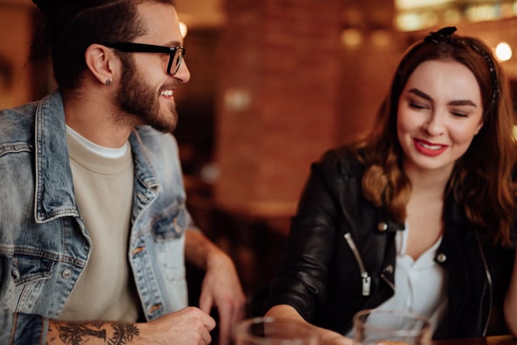 hip couple on dinner date