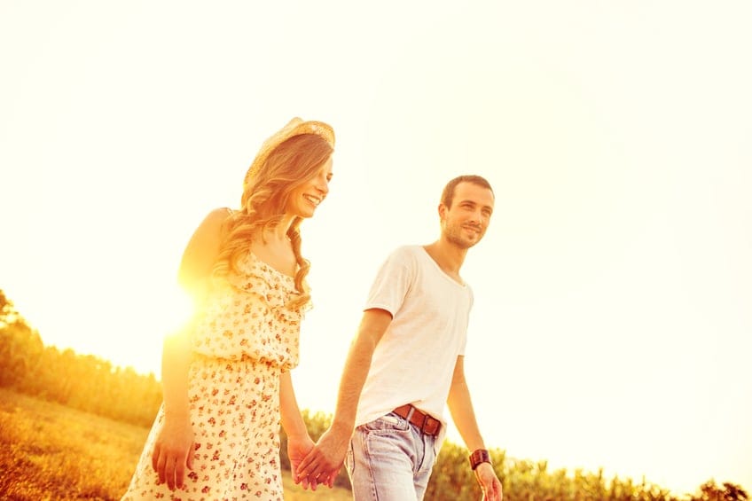 Loving young couple walking outdoors