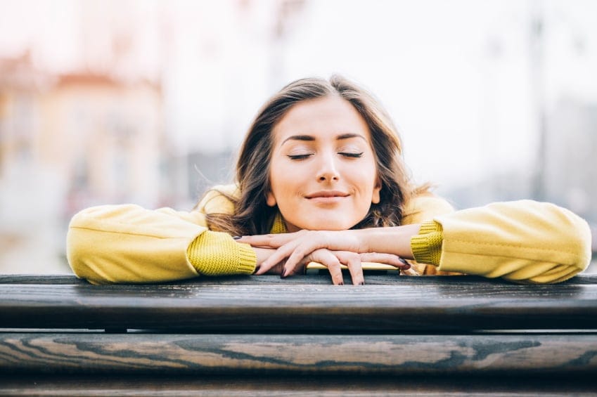 Attractive brunette eyes closed
