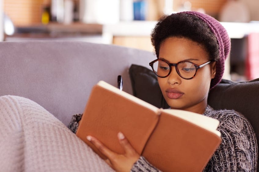 Woman reading a book.