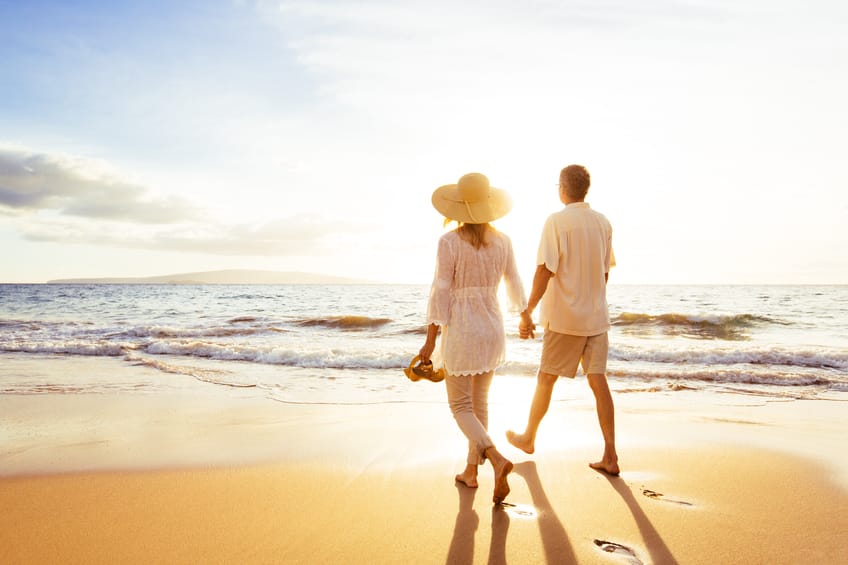 Couple walking on the beach