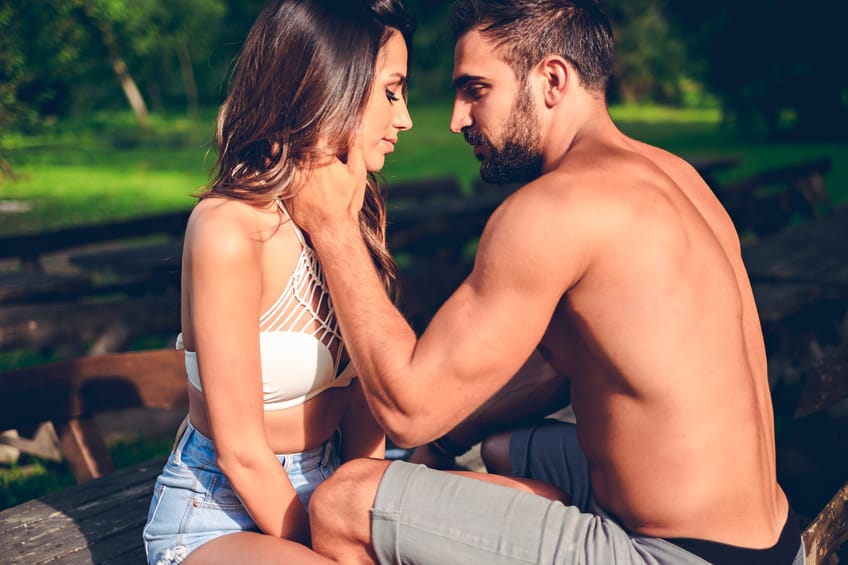 couple serious outside summer