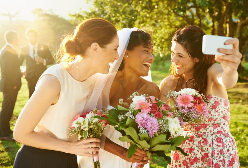 friends wedding bride bridesmaid happy