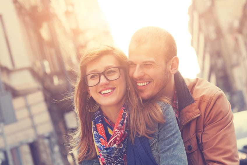 Couple enjoying outdoors.