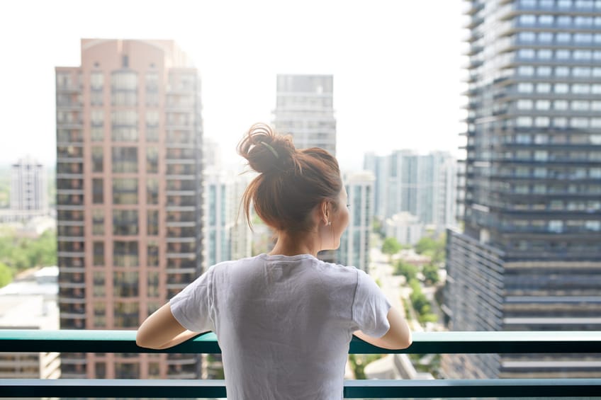 girl city balcony alone