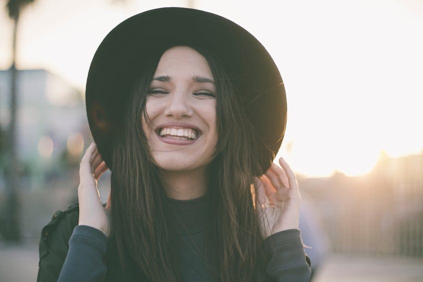 woman happy sunshine portrait