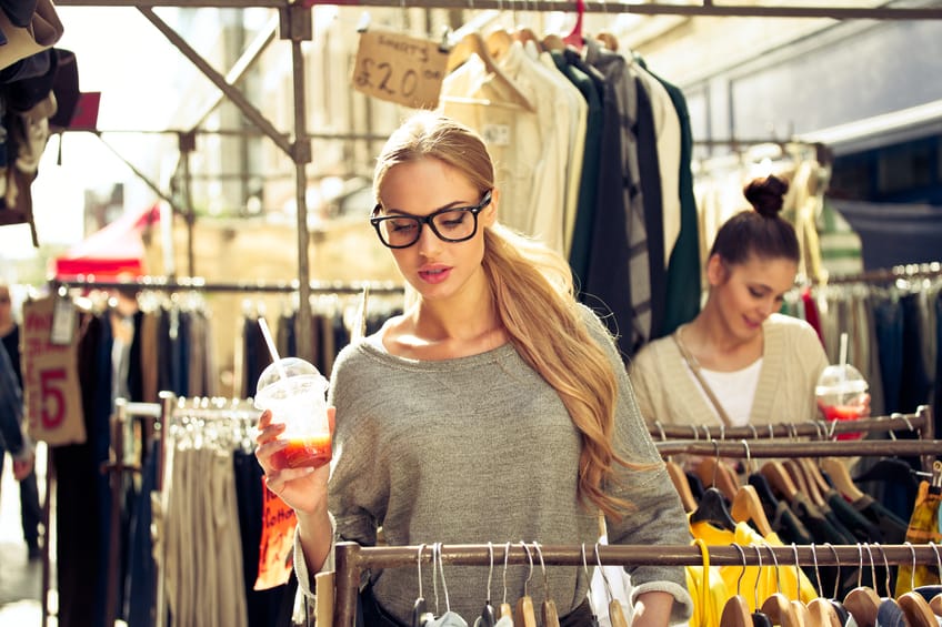 woman clothes shopping outside