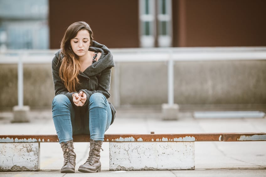sad woman autumn outdoors