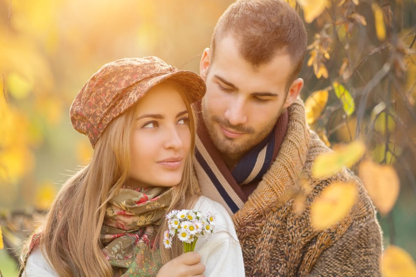 young couple in the autumn