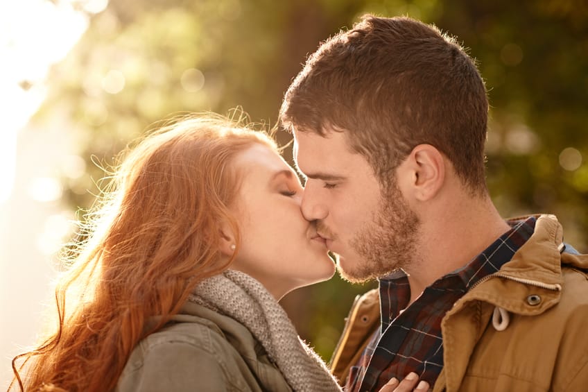 couple sharing a kiss