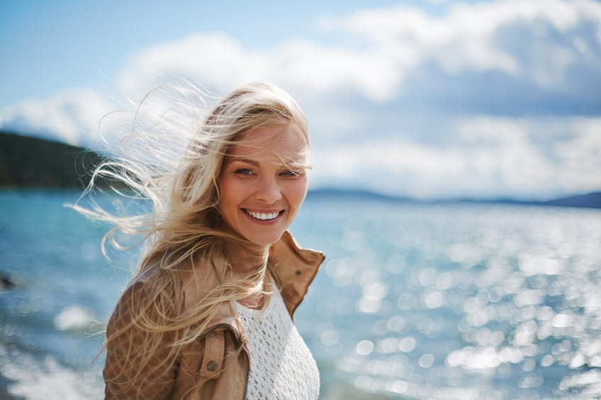 happy woman outdoors summer sun