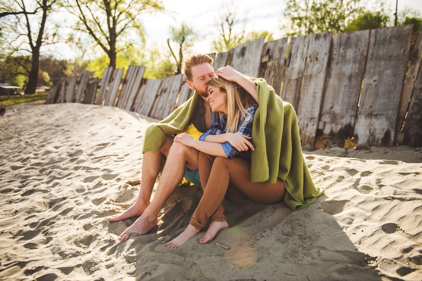 Couple enjoying a day out on the beach.