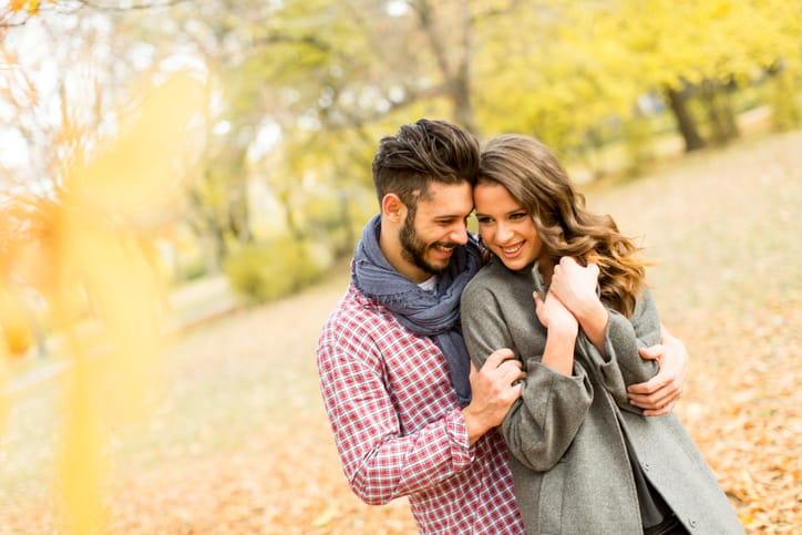 Young couple in the autumn park
