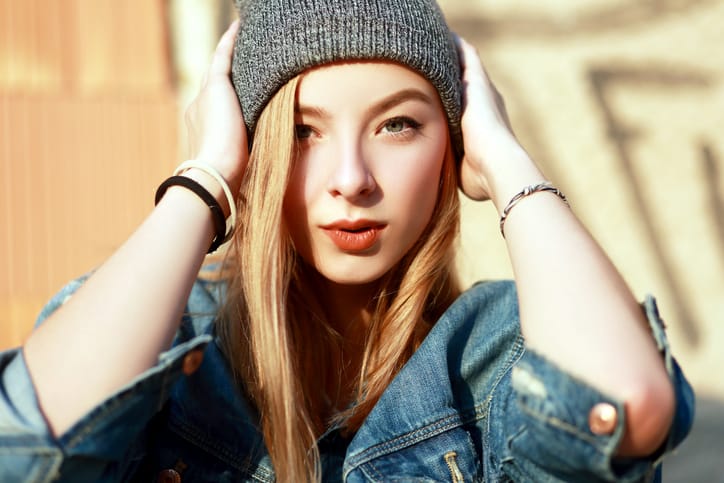 young hipster woman portrait happy