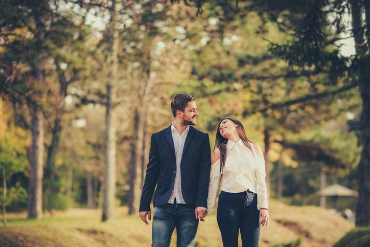 Couple walking in the park