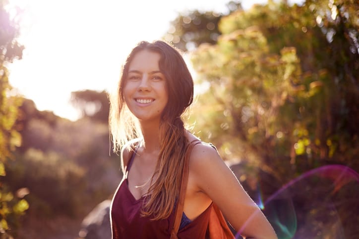 Woman soaking up the last rays