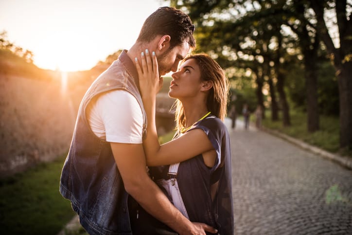 Young couple spending a day at the park.