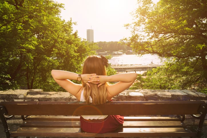 Attractive woman enjoying outdoors.