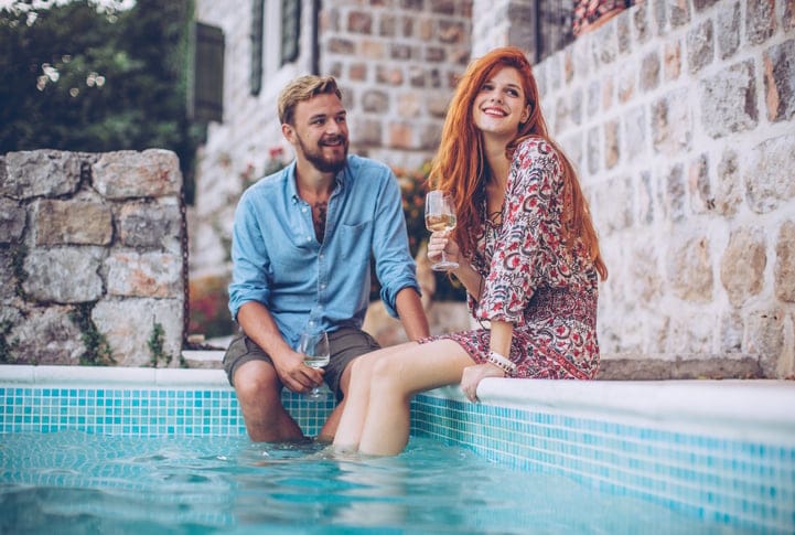 Romantic couple having aperitif