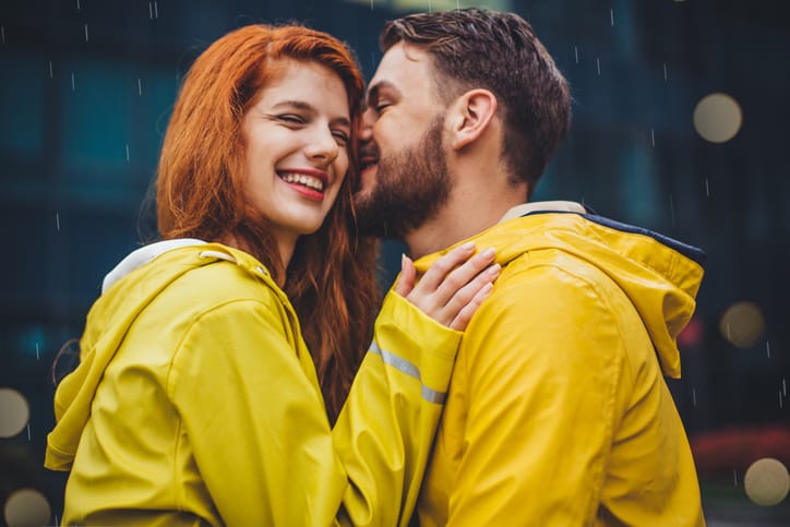 young couple kiss happy love romance