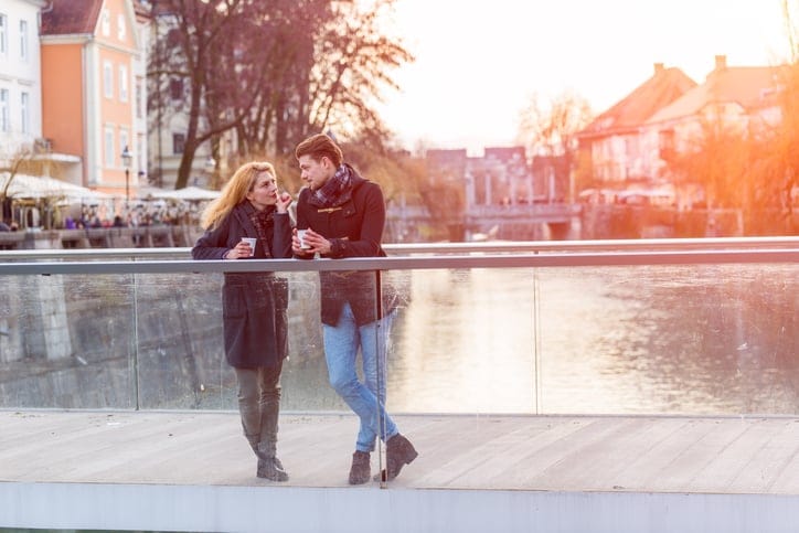 Couple enjoying outdoors in a urban surroundings