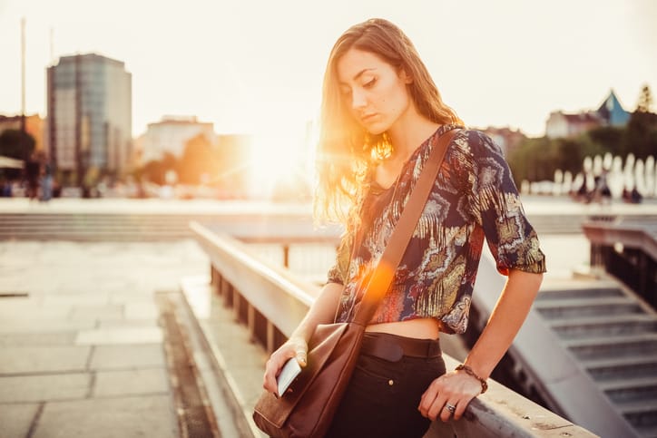 Thoughtful woman in the city