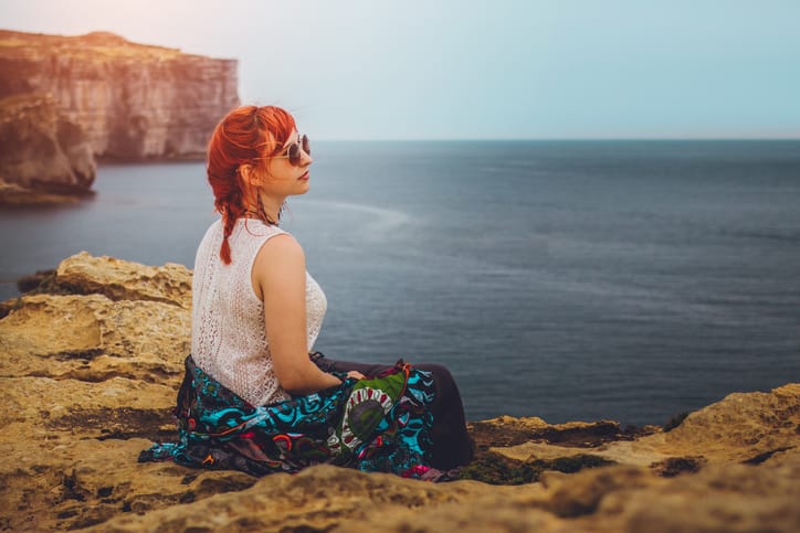 young woman outdoors sea vacation