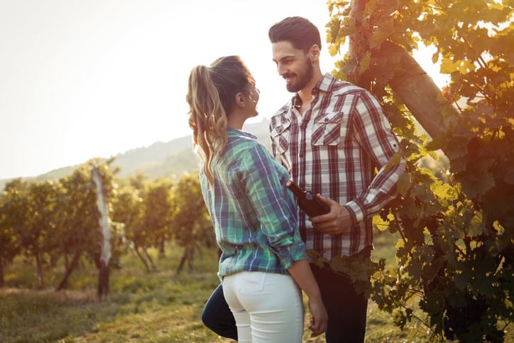 young couple close happy