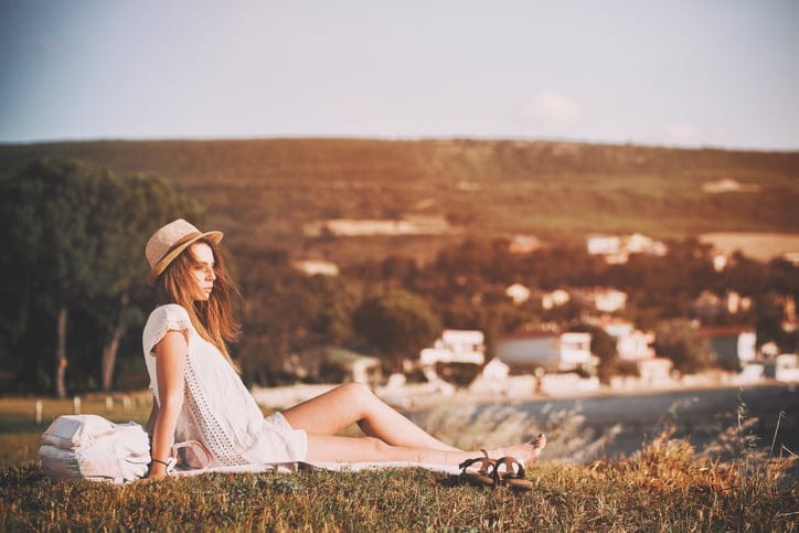 Woman alone in nature.