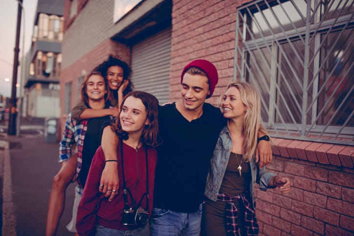 Close up of a young group of friends having fun