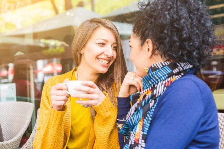 Friends having a coffee at a cafe