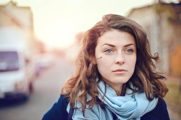 serious young woman street