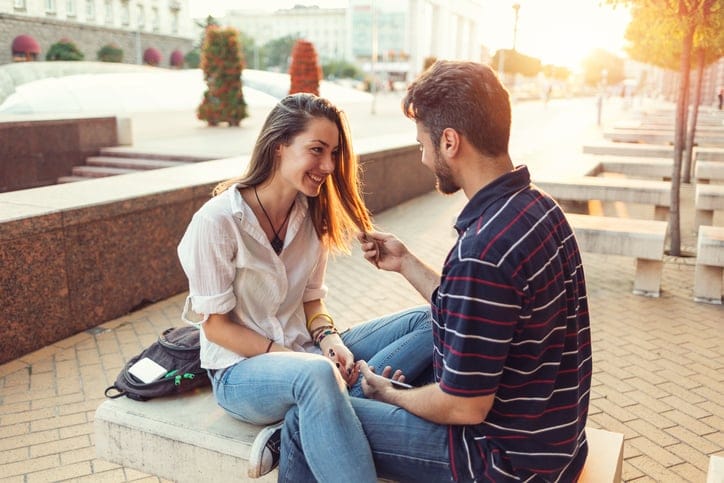 Young couple flirting