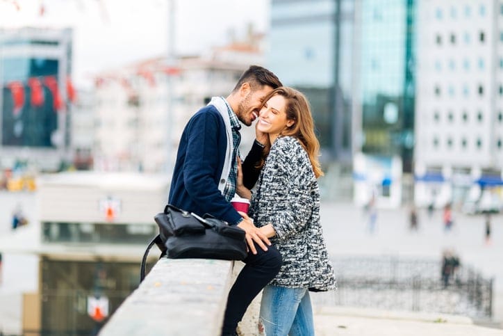 Cute couple in love having fun in Istanbul
